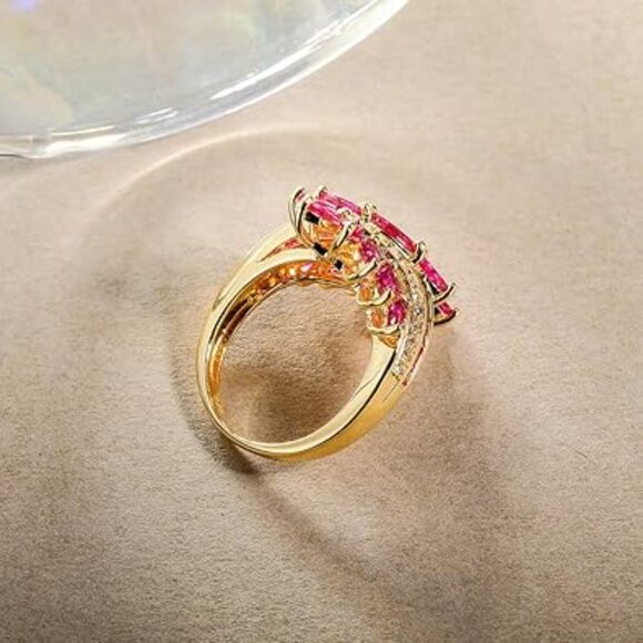 Neiman Marcus 925 Sterling Silver Ruby Leaf Ring - Picture 4 of 4